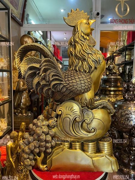 Tượng gà bằng đồng Cao 65 ngang 39 sâu 23 nặng 21kg