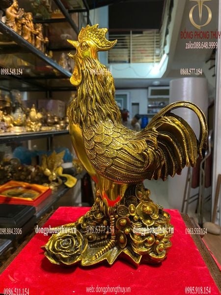 Tượng gà bằng đồng cao 29cm