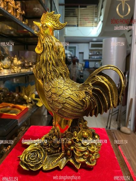 Tượng gà bằng đồng cao 29cm