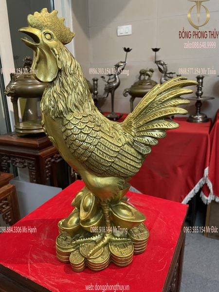 gà phong thủy phúc bằng đồng cao 37cm