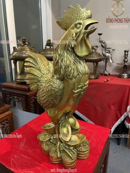 gà phong thủy phúc bằng đồng cao 37cm