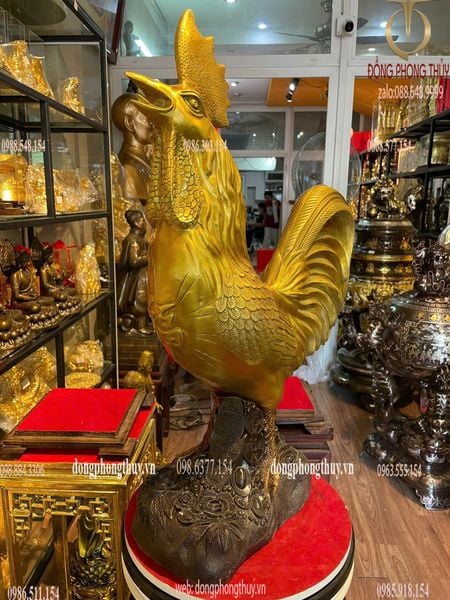 Tượng gà bằng đồng Cao 69 ngang đế 28 sâu 17 ngang đuôi 50 nặng 16,4kg