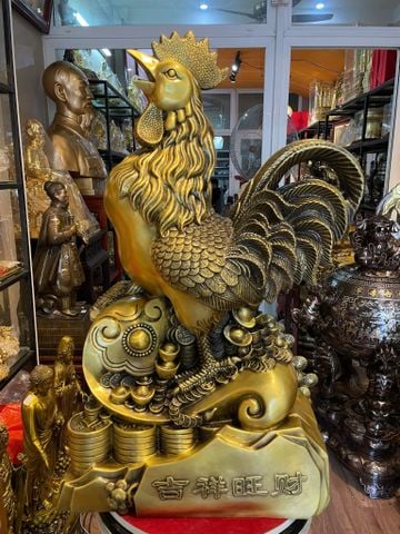 Tượng gà bằng đồng Cao 65 ngang 39 sâu 23 nặng 21kg