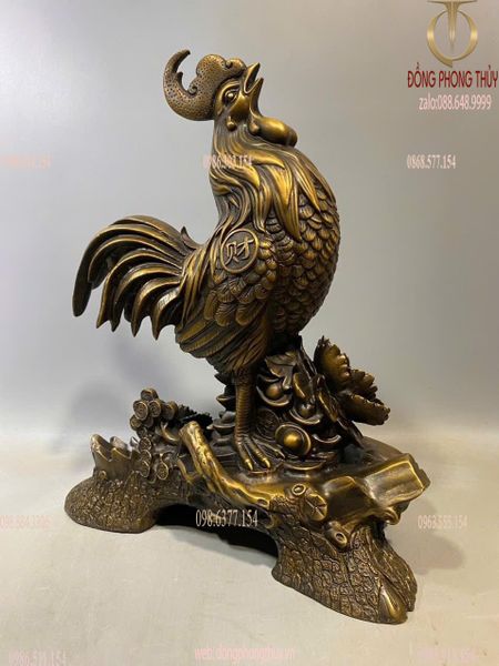 Tượng gà bằng đồng màu hun cao 39 ngang 28 nặng 10kg