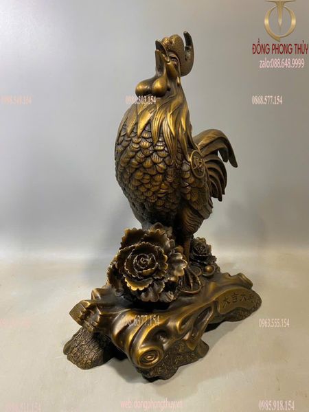 Tượng gà bằng đồng màu hun cao 39 ngang 28 nặng 10kg