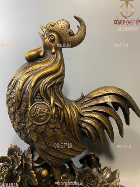 Tượng gà bằng đồng màu hun cao 39 ngang 28 nặng 10kg