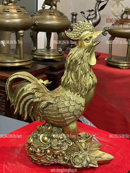 gà phong thủy hoa hồng cao 29cm