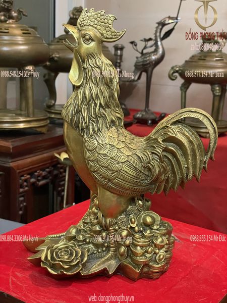 gà phong thủy hoa hồng cao 29cm