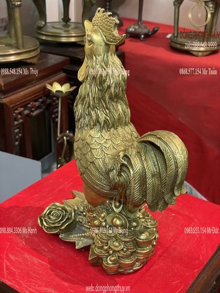 gà phong thủy hoa hồng cao 29cm