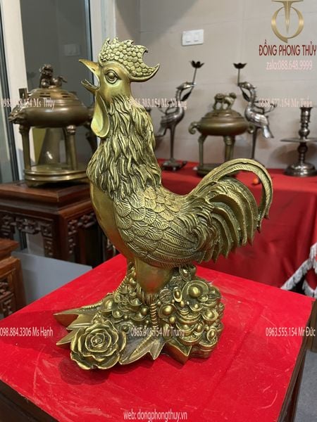 gà phong thủy hoa hồng cao 29cm