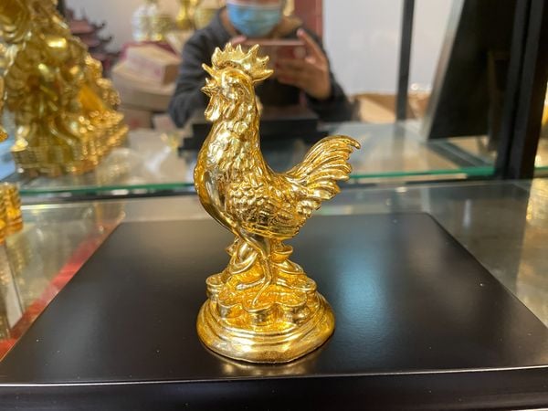 Tượng gà phúc mini dát vàng 24k