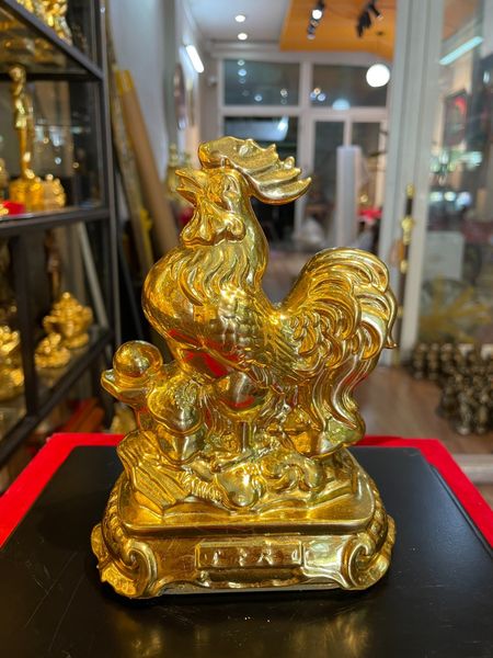 Tượng gà phong thủy thếp vàng 24k