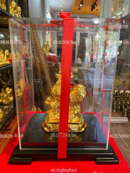 Tượng gà phong thủy thếp vàng 24k