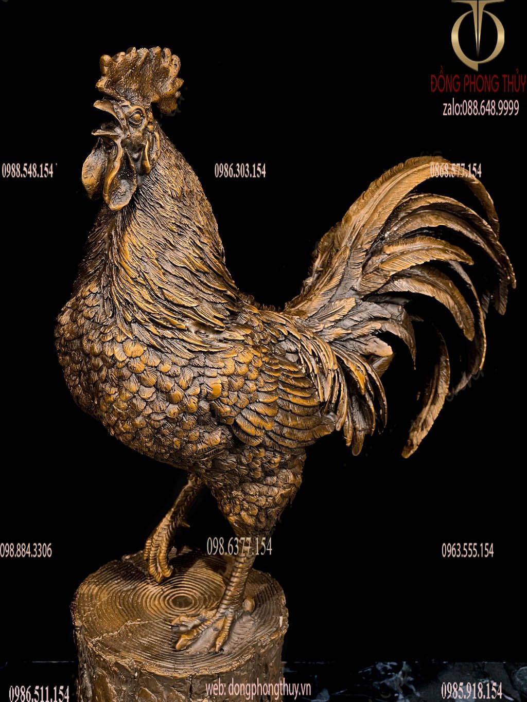 Tượng gà phong thủy bằng đồng