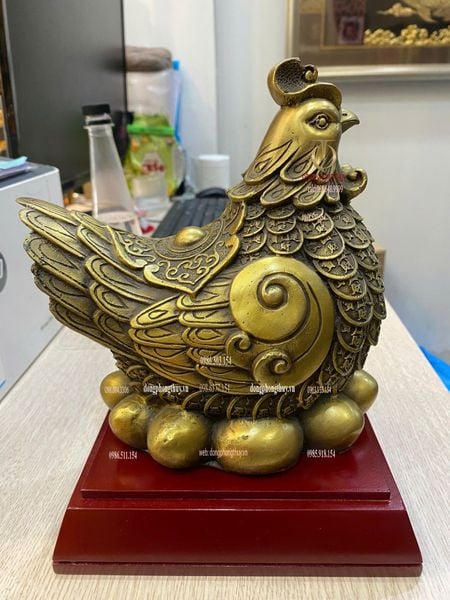 Tượng gà mái bằng đồng cao 19 ngang 17,5 nặng 1,4kg