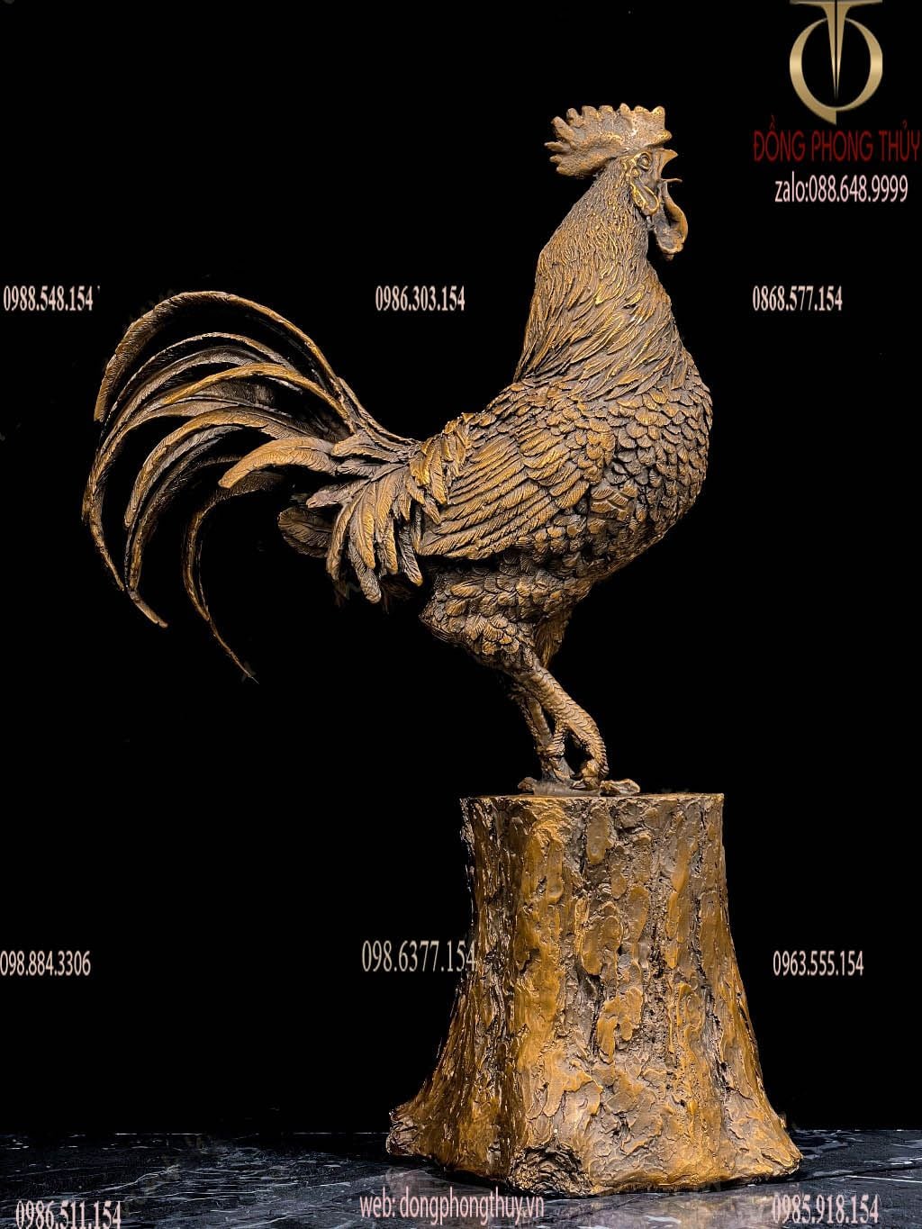 Tượng gà phong thủy bằng đồng