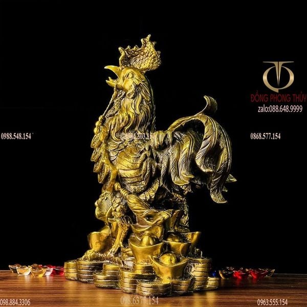 Tượng gà trống bằng đồng Cao 28cm nặng 4.9kg