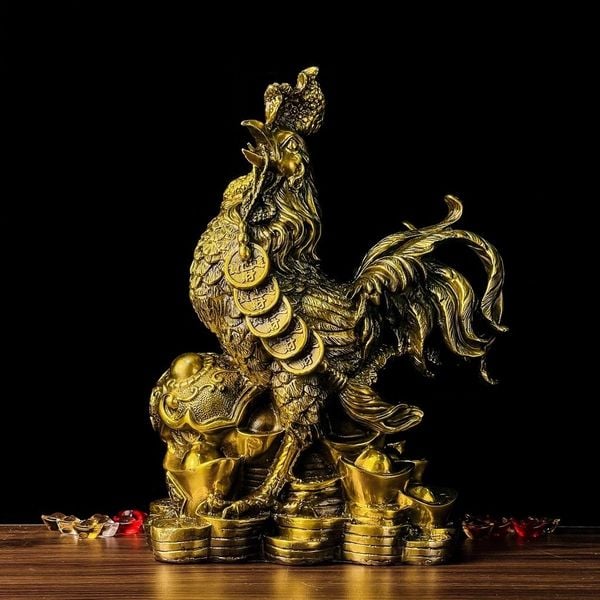 Tượng gà trống bằng đồng Cao 28cm nặng 4.9kg
