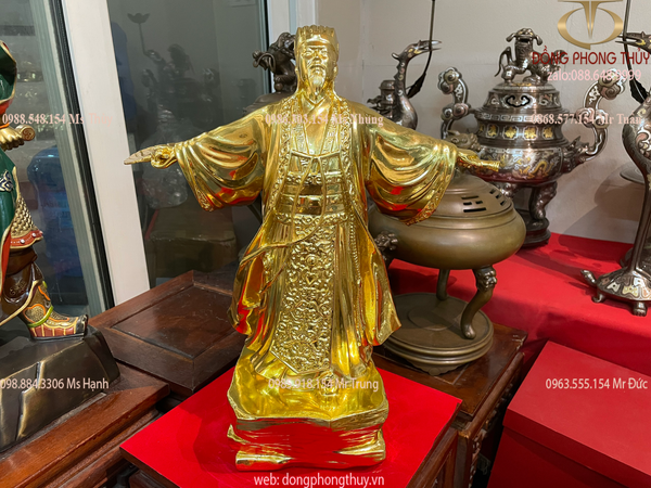 Tượng Khổng Minh Gia Cát Lượng 45cm bằng đồng dát vàng nano