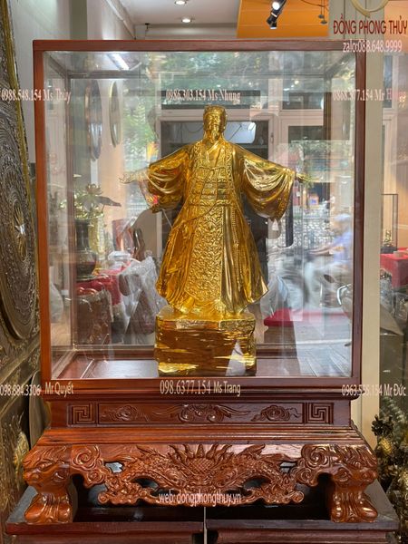 Tượng Gia Cát Lượng Dát Vàng 24k Cao 45