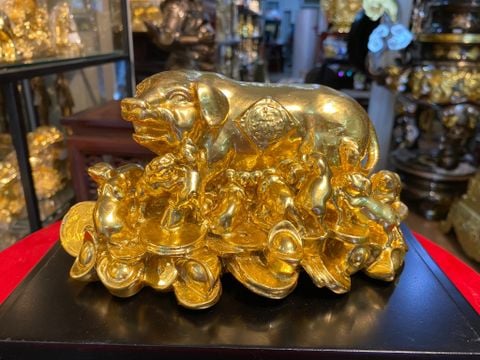 Tượng heo phong thủy dát vàng 24k