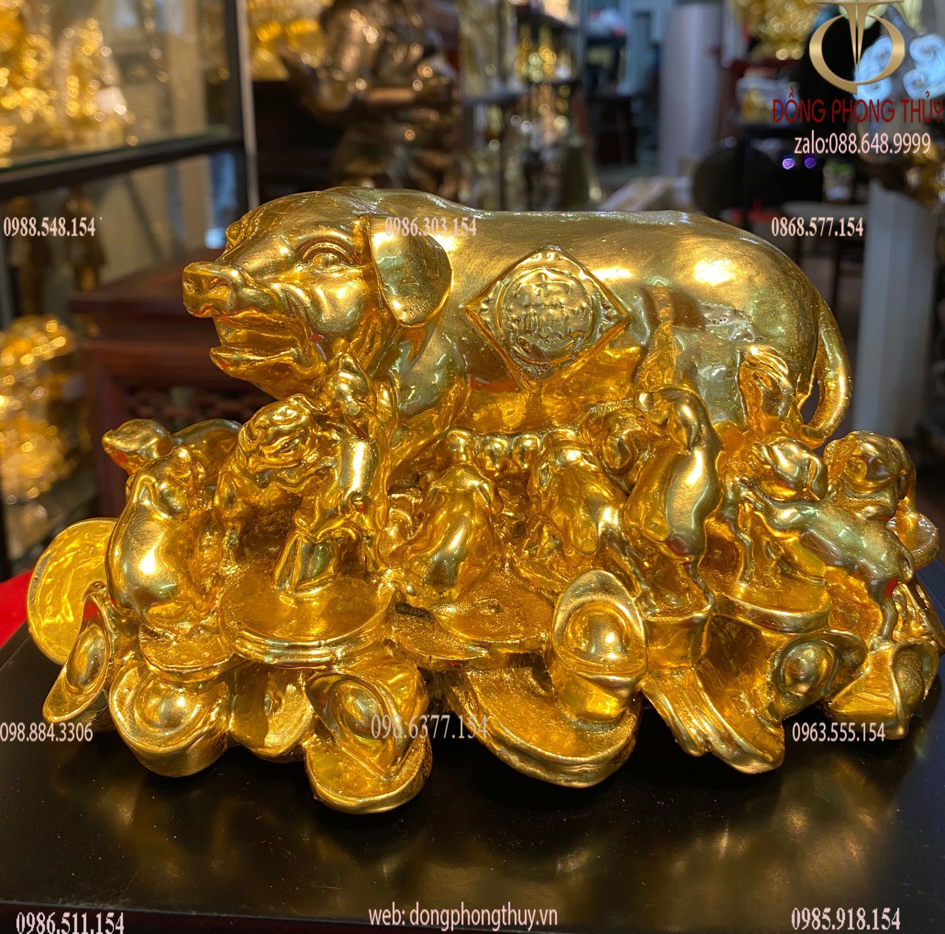 Tượng heo phong thủy dát vàng 24k