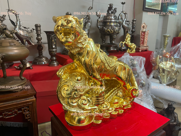 Quà tặng mạ vàng: tượng hổ mạ vàng như ý dát vàng 24k