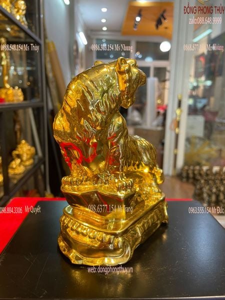 Tượng Hổ phong thủy thếp vàng 24k