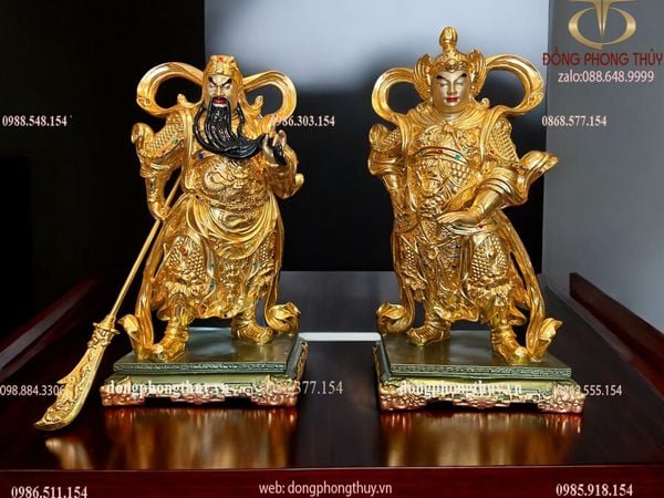 Vi Đà Hộ Pháp - Già Lam Hộ Pháp cao 40cm nặng 19kg dát vàng 24k vẽ màu đính đá cao cấp