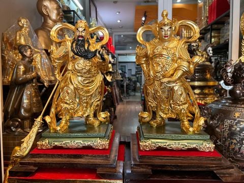 Vi Đà Hộ Pháp - Già Lam Hộ Pháp cao 40cm nặng 19kg dát vàng 24k vẽ màu đính đá cao cấp
