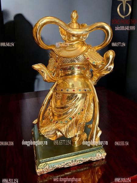 Vi Đà Hộ Pháp - Già Lam Hộ Pháp cao 40cm nặng 19kg dát vàng 24k vẽ màu đính đá cao cấp