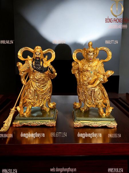 Vi Đà Hộ Pháp - Già Lam Hộ Pháp cao 40cm nặng 19kg dát vàng 24k vẽ màu đính đá cao cấp