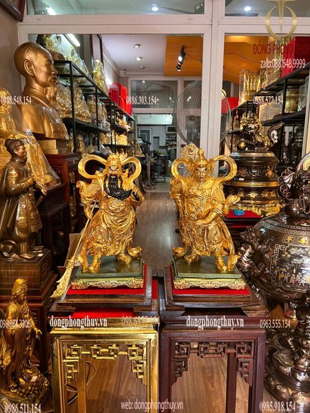Vi Đà Hộ Pháp - Già Lam Hộ Pháp cao 40cm nặng 19kg dát vàng 24k vẽ màu đính đá cao cấp