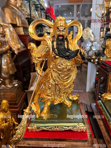 Vi Đà Hộ Pháp - Già Lam Hộ Pháp cao 40cm nặng 19kg dát vàng 24k vẽ màu đính đá cao cấp