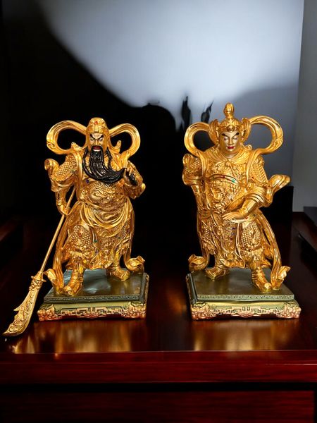 Vi Đà Hộ Pháp - Già Lam Hộ Pháp cao 40cm nặng 19kg dát vàng 24k vẽ màu đính đá cao cấp