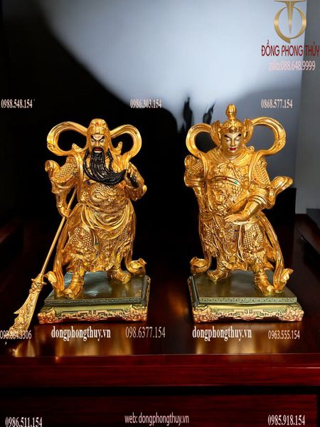 Vi Đà Hộ Pháp - Già Lam Hộ Pháp cao 40cm nặng 19kg dát vàng 24k vẽ màu đính đá cao cấp