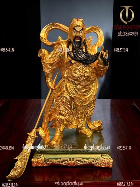 Vi Đà Hộ Pháp - Già Lam Hộ Pháp cao 40cm nặng 19kg dát vàng 24k vẽ màu đính đá cao cấp