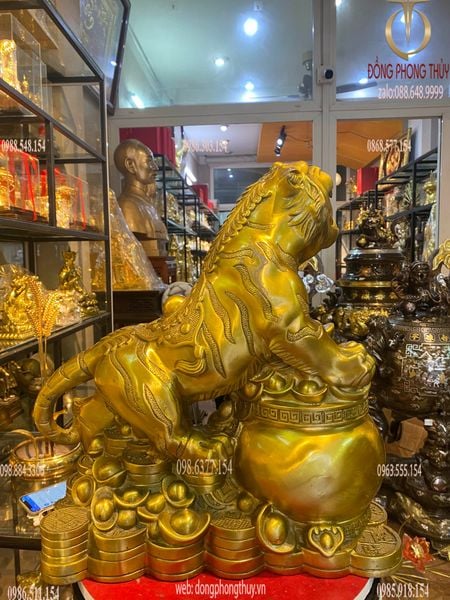 Tượng hổ bằng đồng Cao 43 ngang 40 sâu 19 nặng 9 kg