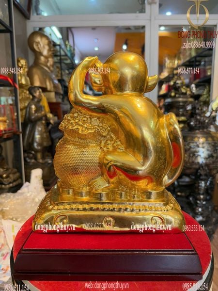 Tượng khỉ phong thủy dát vàng 24k cao 27cm nặng 5kg