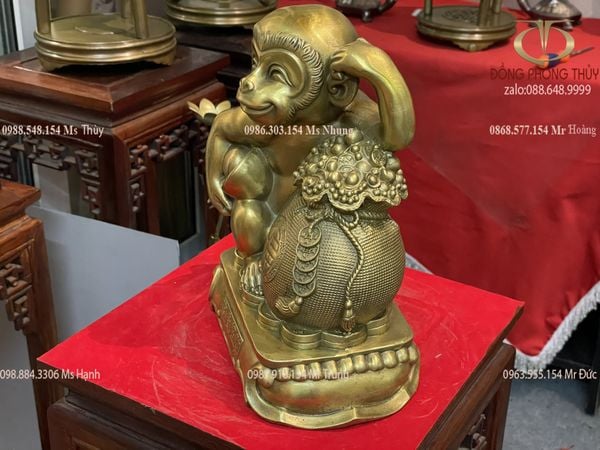 tượng khỉ phong thủy giáp tiền to cao 27cm
