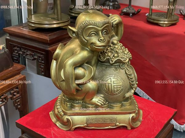 tượng khỉ phong thủy giáp tiền to cao 27cm
