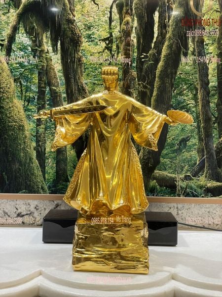 Tượng Khổng Minh Gia Cát Lượng bằng đồng dát vàng 24k