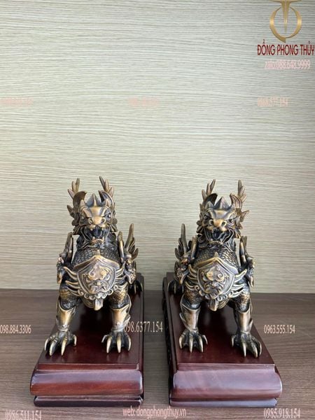 Hỏa kỳ lân bằng đồng cao 18 ngang 24 sâu 10cm màu hun nâu