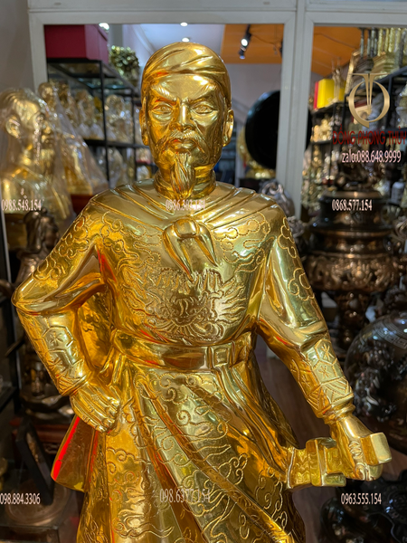 Tượng lê đại hành bằng đồng dát vàng 24k