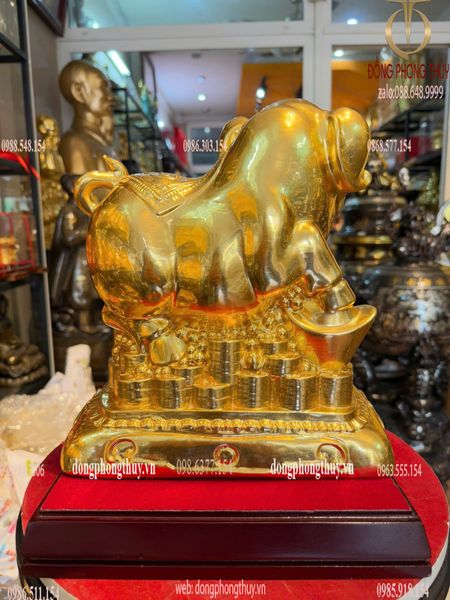 Tượng heo phong thủy dát vàng 24k cao 27cm nặng 5kg
