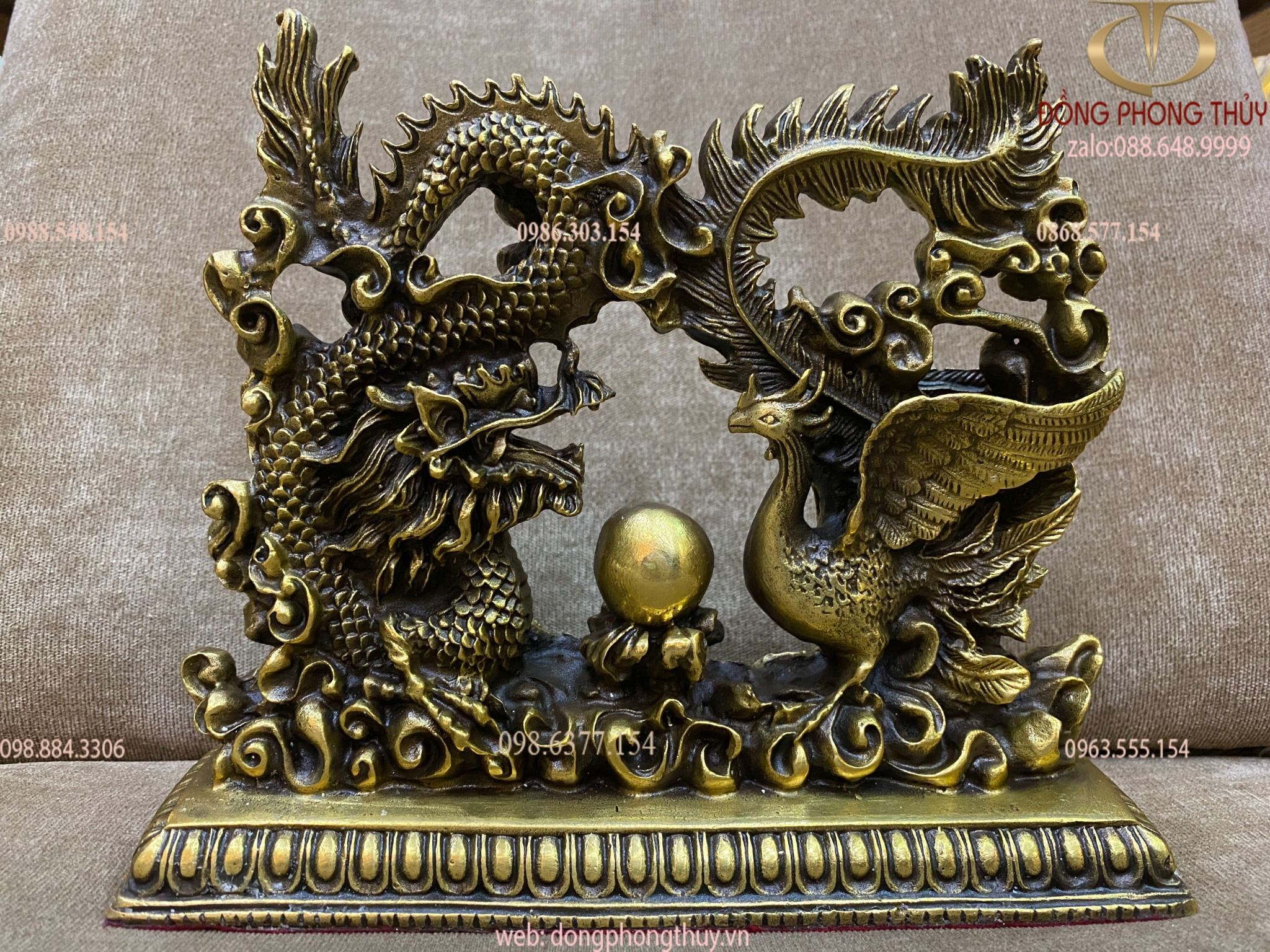 Tượng long phụng sum vầy bằng đồng