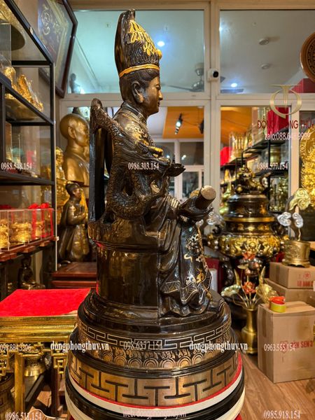 Tượng Mẫu Cửu Trùng Thiên bằng đồng đỏ khảm tam khí cao 70cm