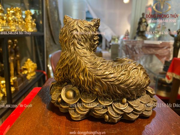 Tượng mèo nằm tiền cao 12,5cm