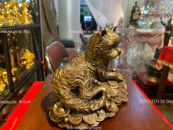 Tượng mèo nằm tiền cao 12,5cm