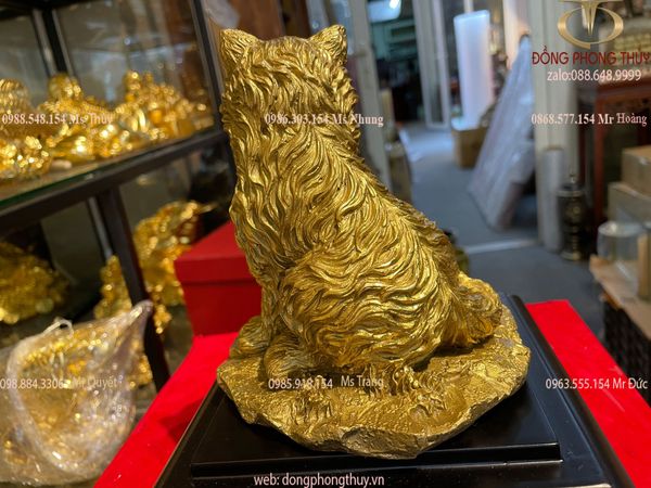 Tượng mèo phong thủy bằng đồng